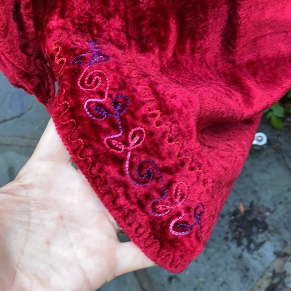 Vintage boho Hippy red velvet tunic unisex India M - Picture 4 of 12